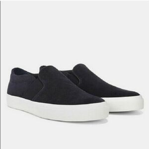 Vince Navy Blue Suede Leather Slip On Sneakers